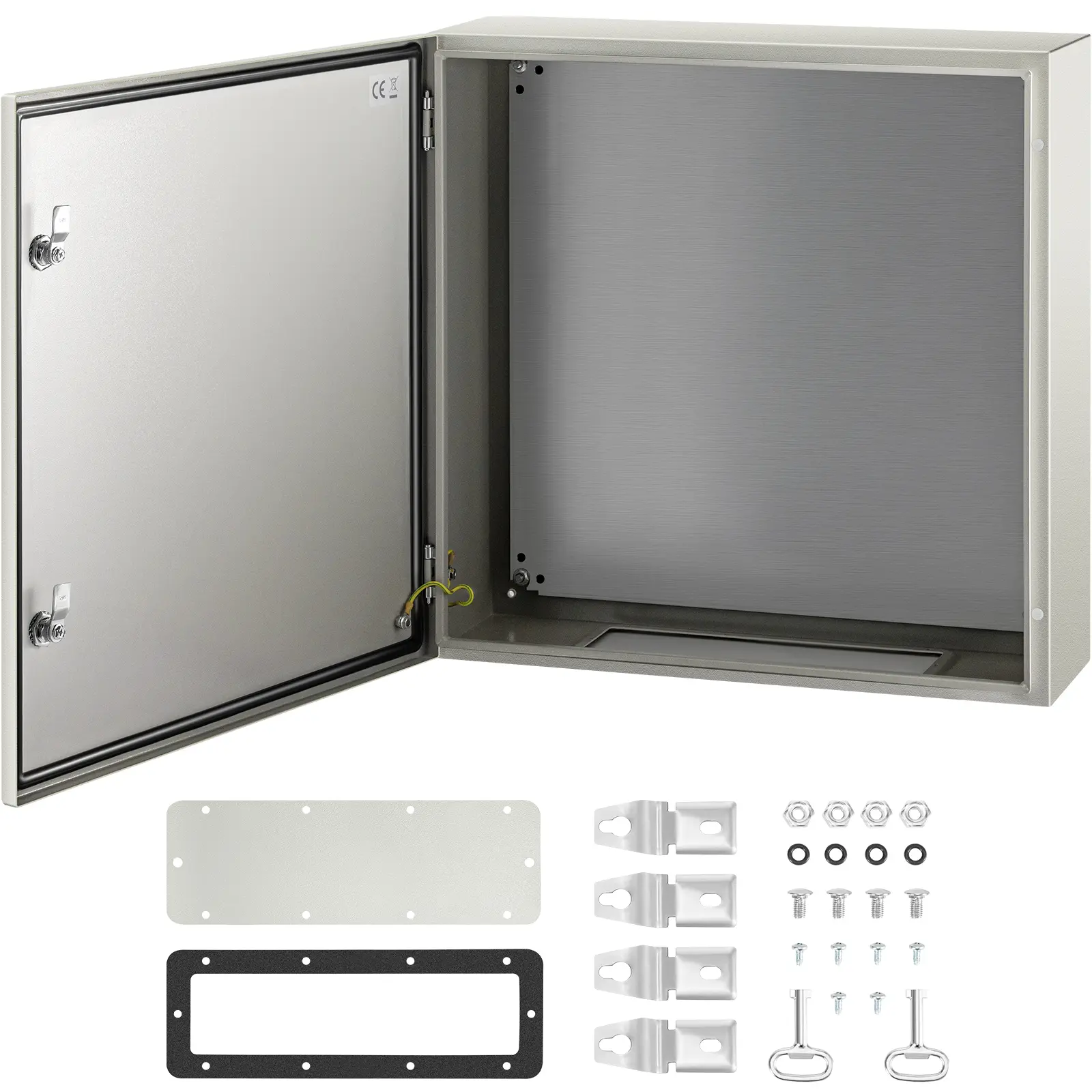 【Summerfinds】VEVOR NEMA 4X IP66 Waterproof Steel Electric Enclosure Box, 24x24x8 in, with Mounting Plate & 4 Wall-Mounted Holes, Exquisite Details Design, Easy Operation, Suitable for Construction Sites, Factories, Indoor Use, Four Wall-Mounted Mounting H