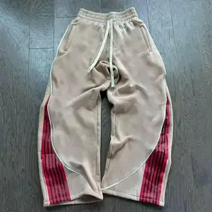 Fashion Stripes Pants New American Trend Hip Hop Men Women Jogger Drawstring Sweatpants Oversize Cargo Trousers Streetwear Menswear 3_Beige
