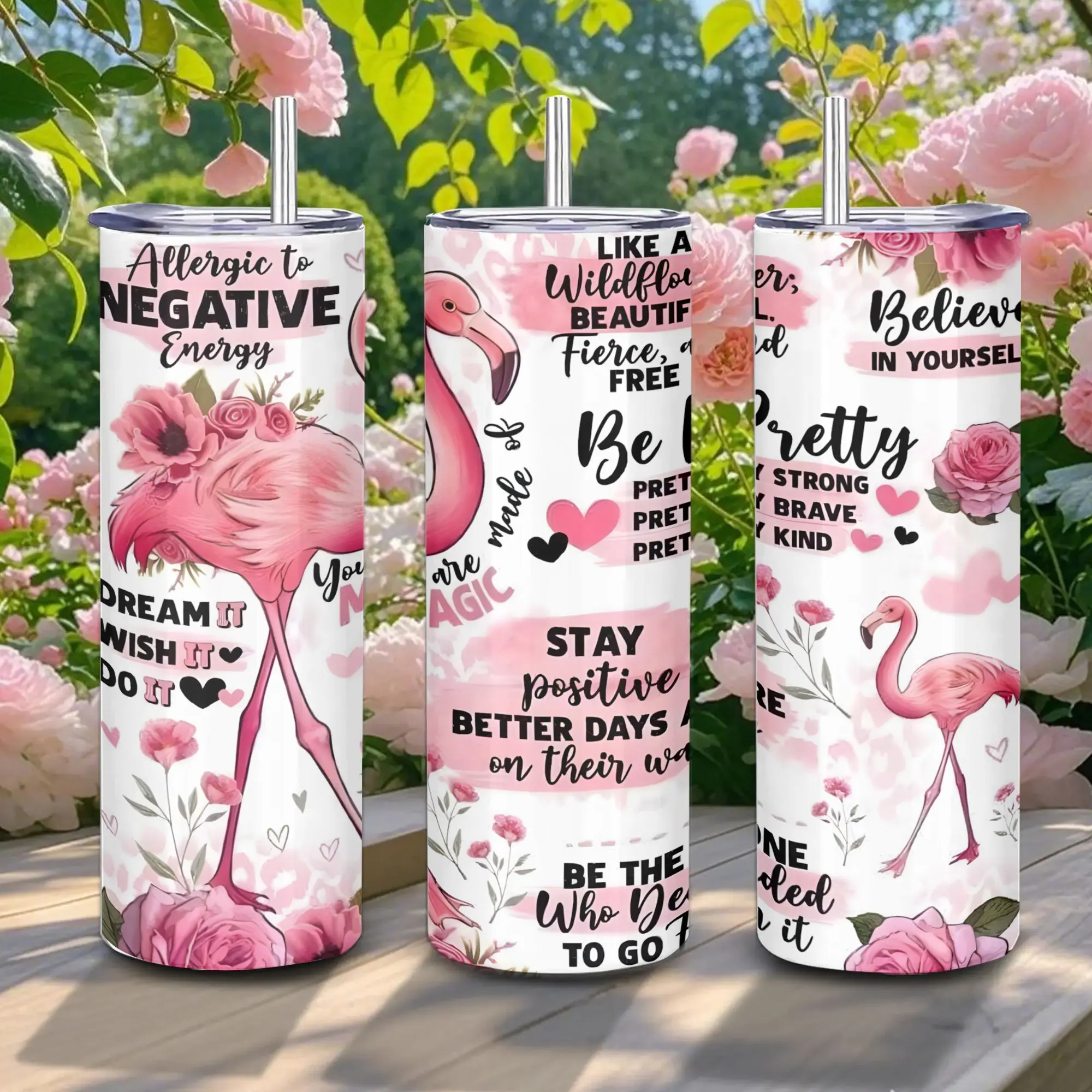 20oz (500-1000ml Compatible) Flamingo Quotes Stainless Steel Tumbler with Straw & Lid - Lightweight Insulated Vacuum Flask, Adults' Water Bottle for Home, Road Trips, Coffee, Boyfriend Gift, Water Bottles