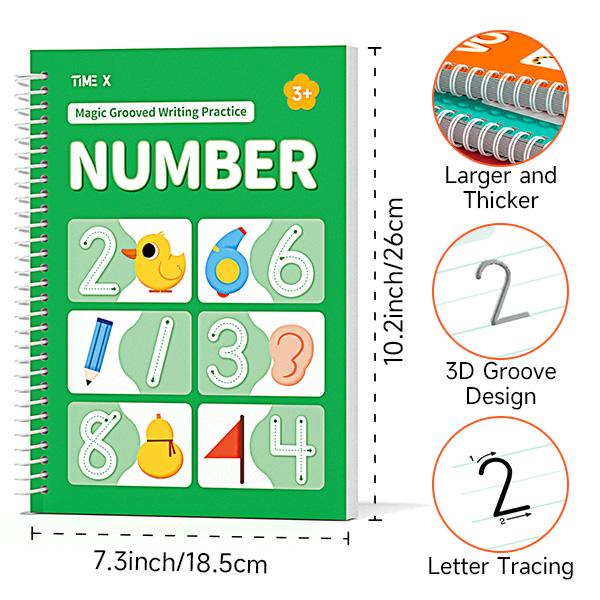2026-Timetome Reusable Grooved Handwriting Workbook for Kids, Learning Materials, 6 Books–Early Elementary,Math, Words, Drawing –Gift for Child