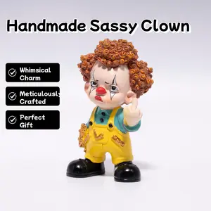 Hodao 2026 Handmade Sassy Clown Statue – Resin Decor as a Unique Gift & Home Accent