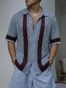 Men’s Casual Openwork Knit Cardigan Top for Spring/Summer — Breathable, Comfortable