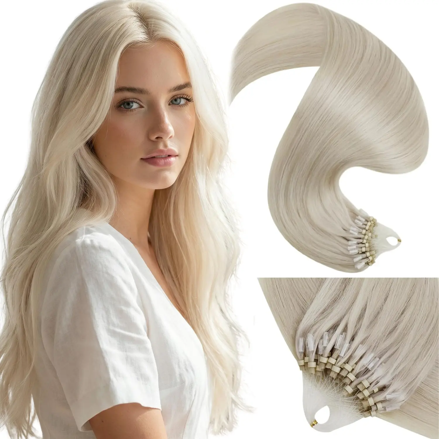 LaaVoo Micro Bead Hair Extensions Real Human Hair 14-28 Inch 57 Grams Summervibes mothersdaygift