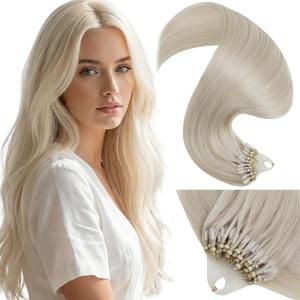 LaaVoo Micro Hair Extensions Real Human Hair Micro Ring Extensions Natural Straight 14-24 Inch 56 Grams Summervibes mothersdaygift
