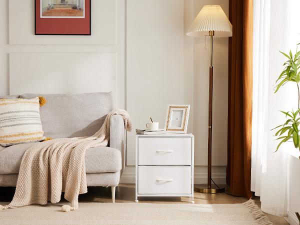 Sweet Furniture S - Nightstand with 2 Fabric Drawers, Small Dresser, Side Table, End Table, Bedside Table, Night Stands, Bedroom Furniture