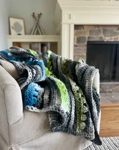 Cluster Pop Throw – Crochet Blanket Pattern | Bulky Weight | 1 More Row Designs