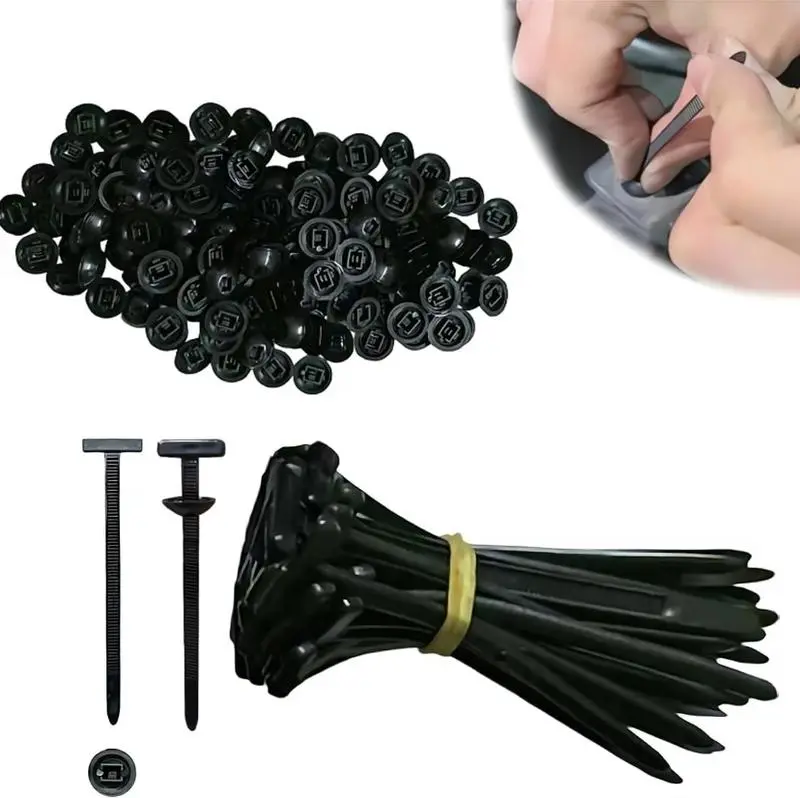 100 Pcs Nylon Universal Cable Tie Buckle for Car - Self-Locking and Easy Install Zipper Clips with Pin & Button Design - UV-Resistant Zip Tie for Quick and Effortless Car Daily Repair