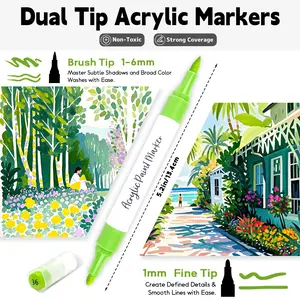 Aedaga Dual Tip Acrylic Paint Markers  Colors 120 Quick Dry Waterproof Non-Toxic with Case for DIY Craft Essentials