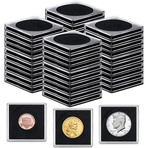 40Pcs Acrylic Coin Collection Cases with Sponges - Silver Dollar Protection Cases for Collectors,Coin Snap Holder,Coin Dollar Collection Supplies