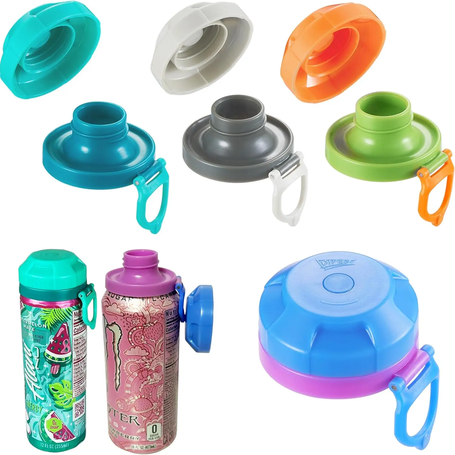 DIPESI 4-Pack Reusable Soda Can Covers - Bright Assorted Colors, BPA-Free Durable Can Holder Drinkware Accessories, Portable for Soft Drinks, Beer, Reusable Plastic Drinkware Accessories