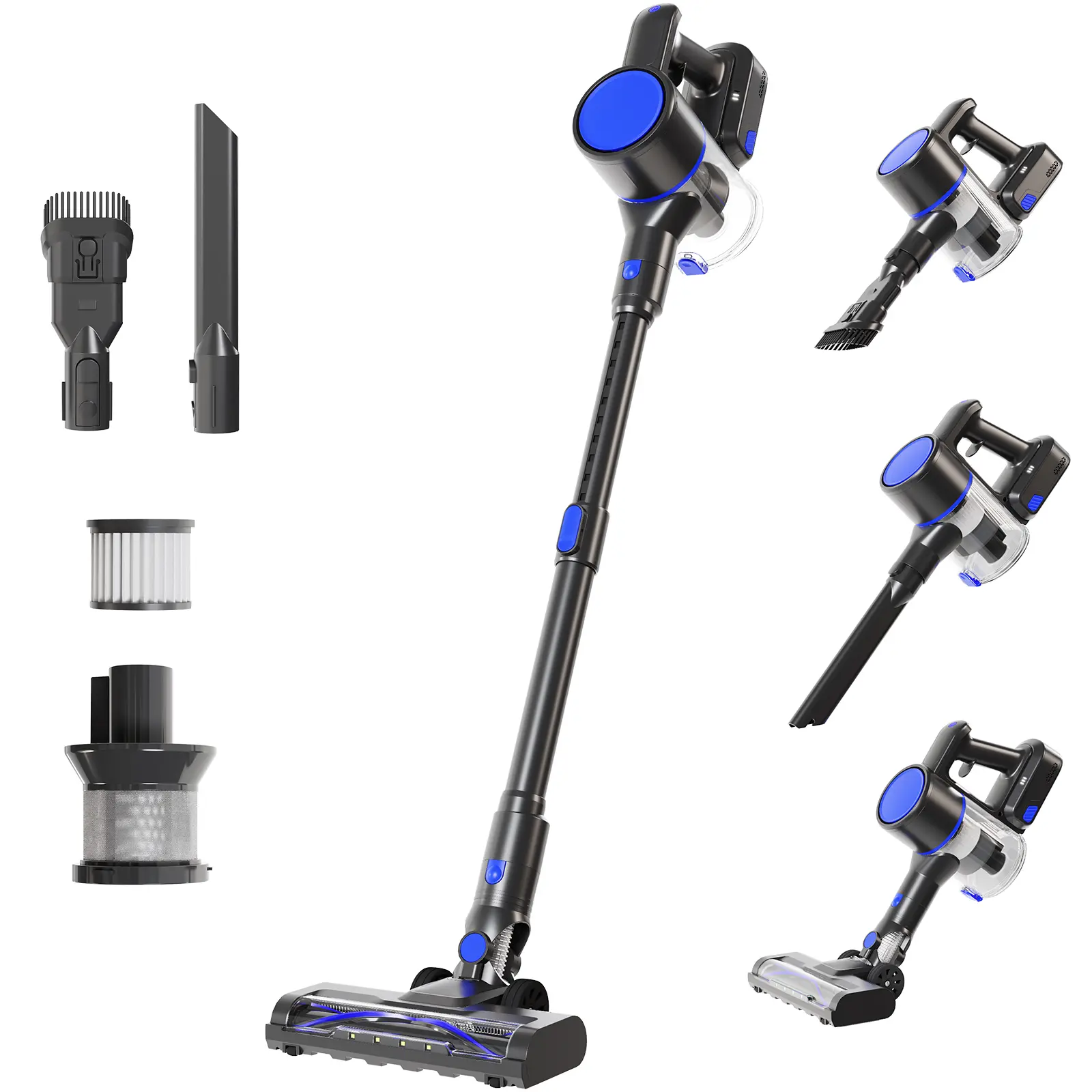 Cordless Stick Vacuum Cleaner - Lightweight Rechargeable Battery-Powered Handheld Vacuums with Anti-Tangle Design, LED Lights, Powerful for Hardwood Floors, Carpet Pet Hair, Cordless Vacuum