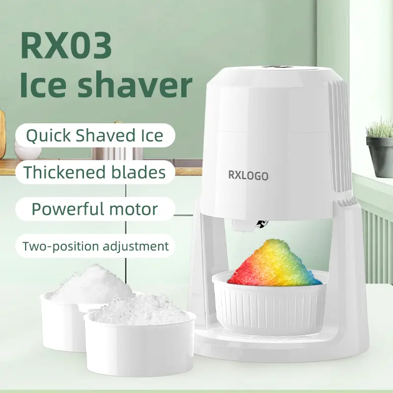 Snow Cone and Shaved Ice Machine: Adjustable 2 Textures Portable Electric, White Powerful Motor Two Position Adjustment, Surprise for Christmas Xams Halloween Party