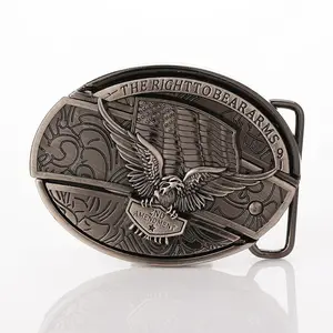 Vintage 2nd Amendment Eagle Belt Buckle - American Flag Western Cowboy Style, Antique Silver Finish, Patriotic Right to Bear Arms Design, Multifunctional Buckle for Men & Women, Perfect for Denim & Casual Wear