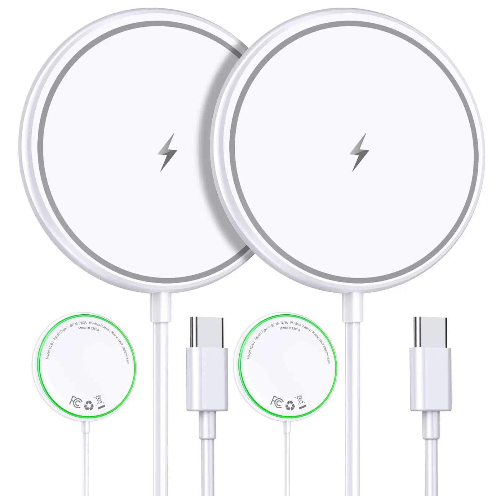 Magnetic Wireless Charger iPhone 15W Mag Safe Charger 2 Pack Wireless Charging Pad with Sleep-Friendly LED Light for iPhone 16 15 14 13 12 Pro Max Plus & Airpods 2 3 Pro