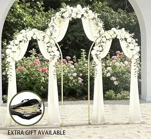 Arch Backdrop Stand, Gold Metal Arch Backdrop Stand for Wedding Ceremony Birthday Party Bridal Baby Shower Photo Booth Garden Floral Balloon Arches Decoration