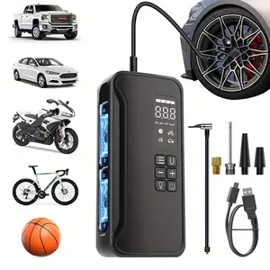 Portable Air Compressor for Car Tires 15OPSI High PressureTire Inflator with Gauge LED Light 3x Fast Inflation for BikeMotorcycle Ball Sports Equipment Emergency Travel Kit MustHave Cordless Compact Design