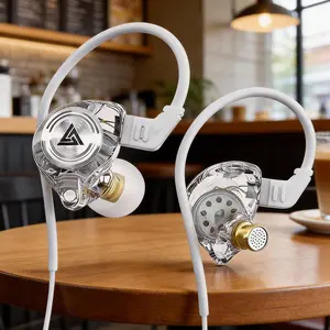 QKZ AK3 IEM Headphones with Mic | Wired Gaming Earbuds | 10mm Dynamic Driver for Deep Bass Sound | Music & Video Calling (Black/White/Green/Purple) audio noise-cancelling headset