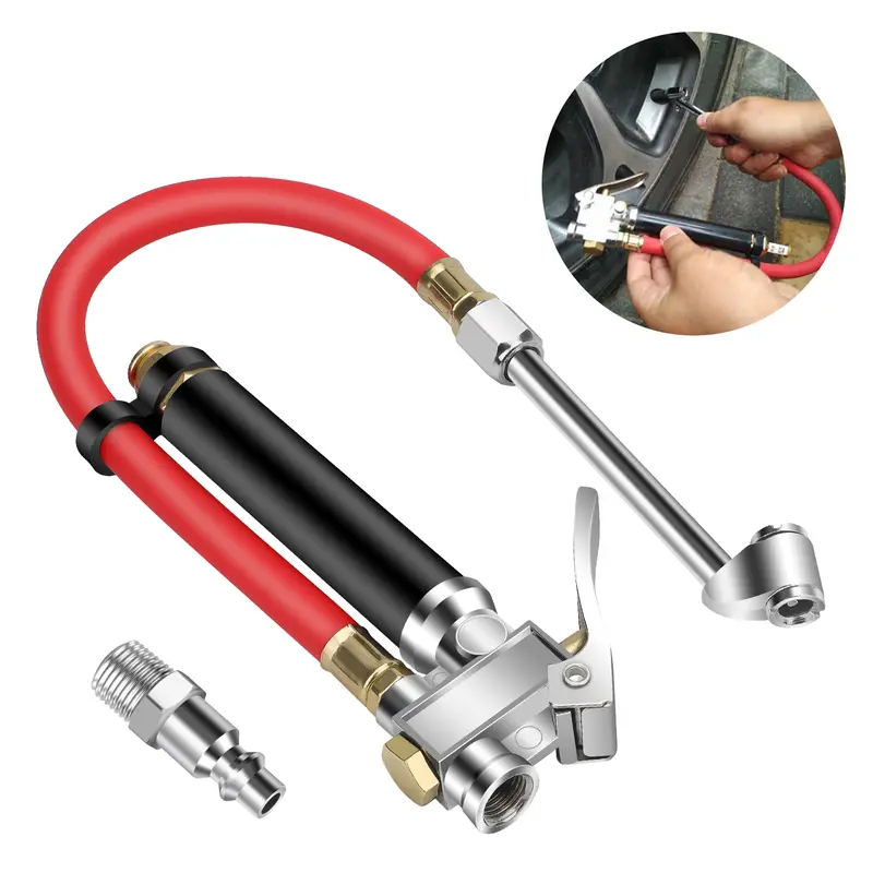 NSI Portable Chrome Tire Inflator with Pressure Gauge - 10-120 PSI Heavy-Duty Air Machine, Tire Valve Tools, Convenient and Portable Work Tools & Gadgets for Car, Truck