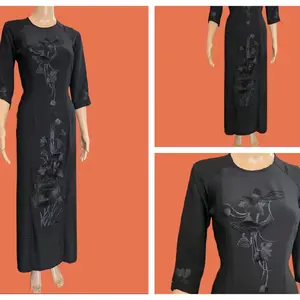 Vietnamese Ao Dai M39 ( No Pants) For Women ( Vietnamese Size ) / Áo Dài Cách Tân Truyền Thống Việt Nam/ Girl Ao Dai / Luna Ao Dai / Black Ao Dai
