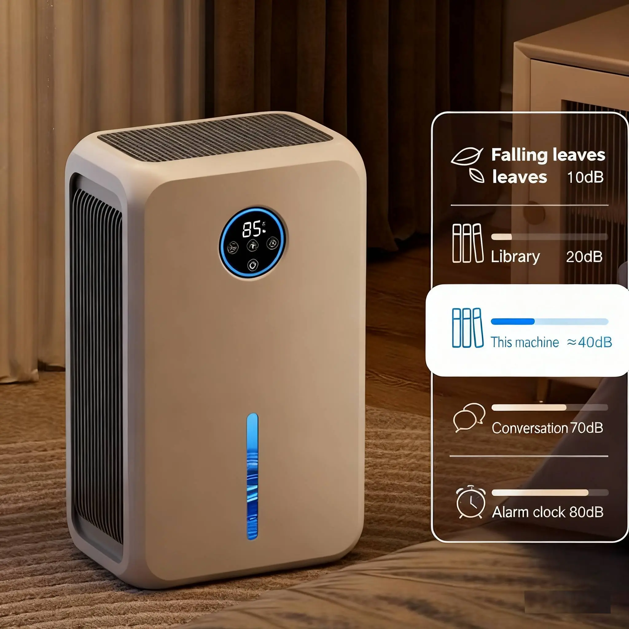 Household Air-Purifying Humidifier - 40dB Quiet, Intelligent Display, Humidity Monitor, Moisture Control, Versatile Use, Suitable for Bedrooms & Living Rooms