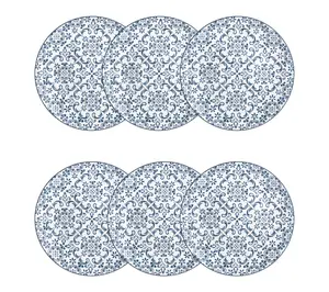 10 Strawberry Street Set of 6 Mediterranean Blue Dinner Plates