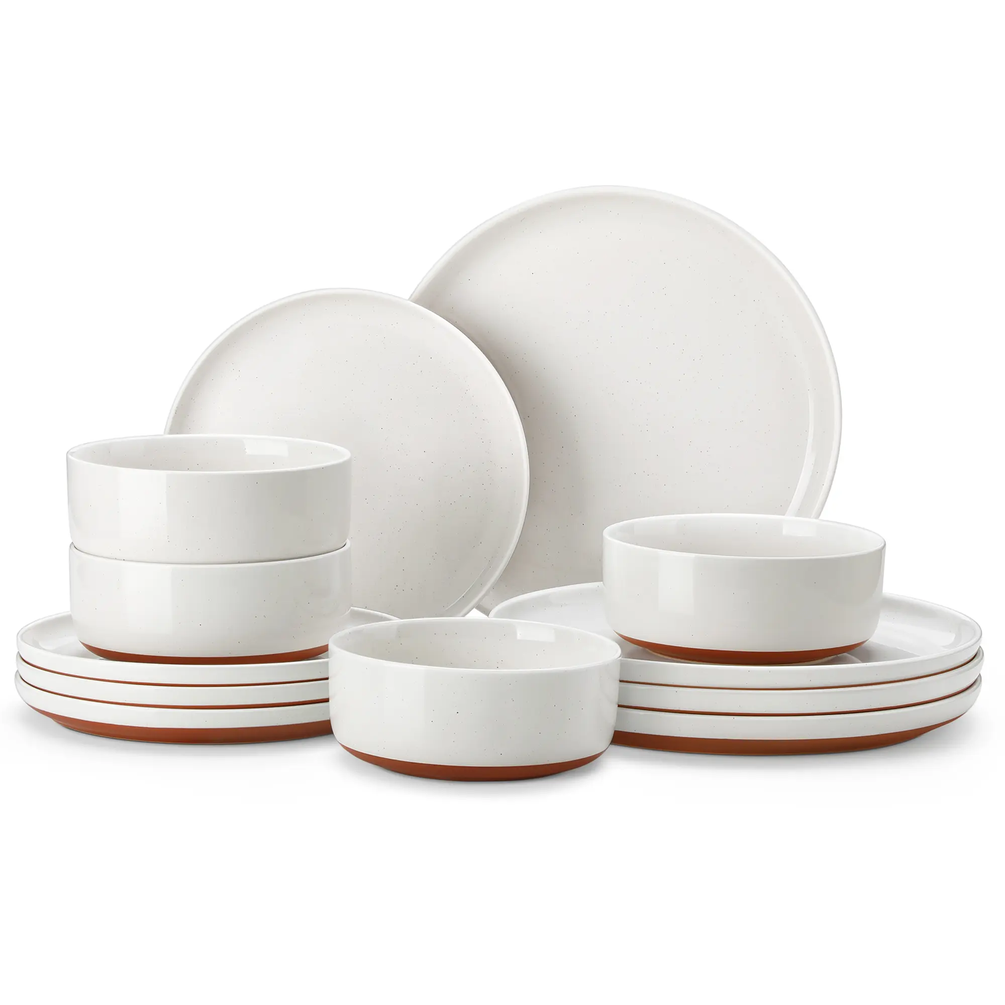 MALACASA 12-Piece Modern Dinnerware Set, Includes Plates & Bowls, Microwave & Dishwasher Safe, Durable Stoneware Dishware Set, Elegant TARA Seriest