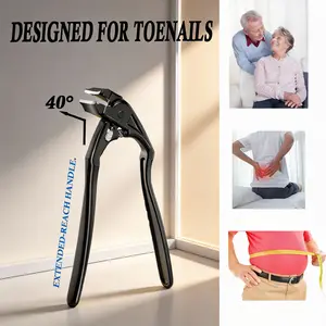 Professional-grade new curved nail clipper with an ultra-long non-slip handle, more suitable for seniors; large opening and splash guard design, ideal for hard and thick nails; unisex; includes a metal cuticle nipper; a home essential and a thoughtful gif