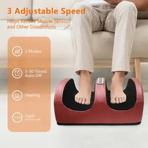 Fully automatic foot massager with heating rollers for massaging and kneading the feet and calves. Portable and suitable for home use.