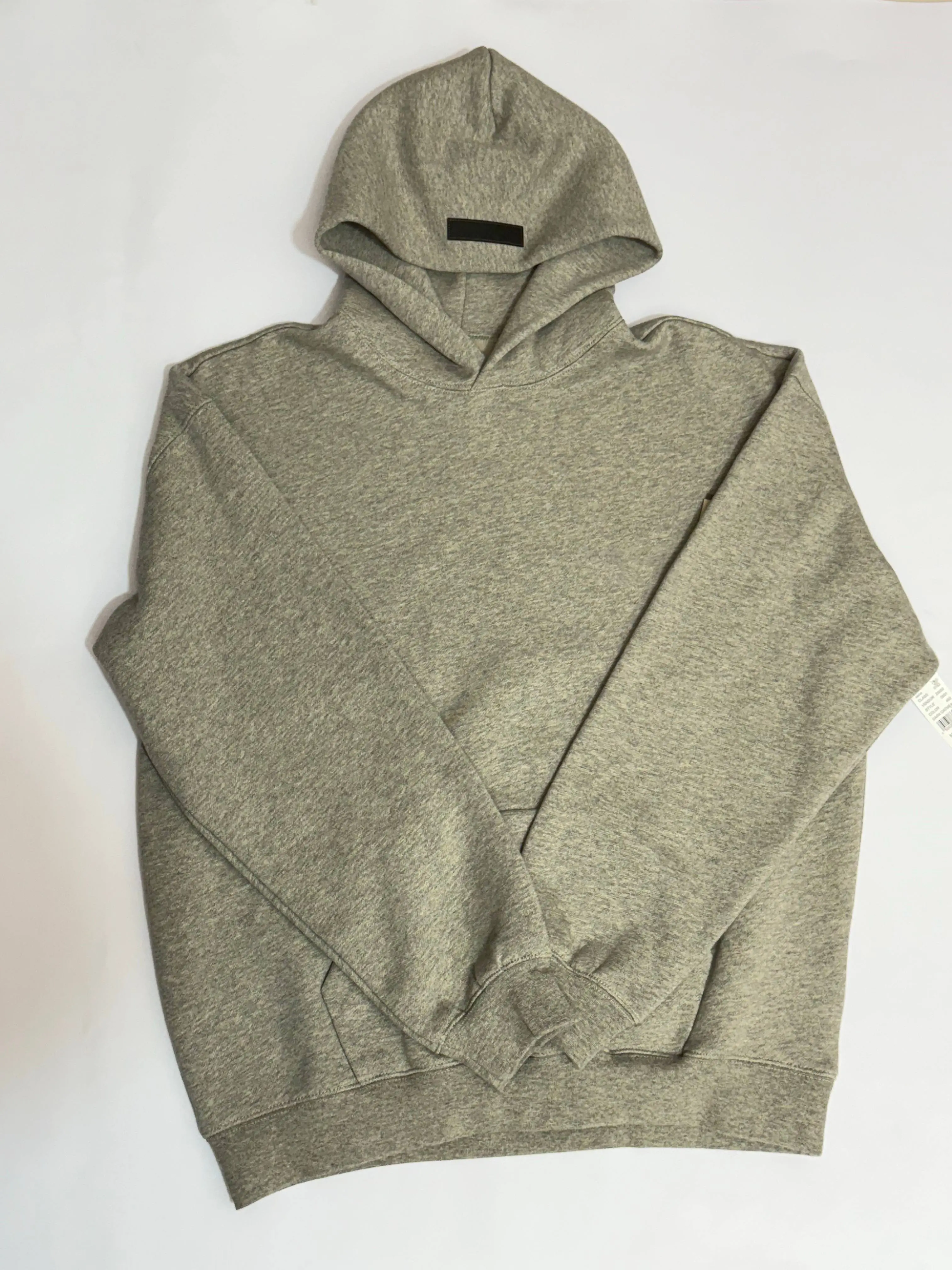 Men's Dark Gray Oversized Recycled Polyester Denim-Blend Pullover Hoodie - 2022 Minimalist Graphic Double-Lined Long Sleeve Top, Drop Shoulder, Boxy Cut, Velvet Plain, All Season Casual Outdoor Sporty Chic Menswear