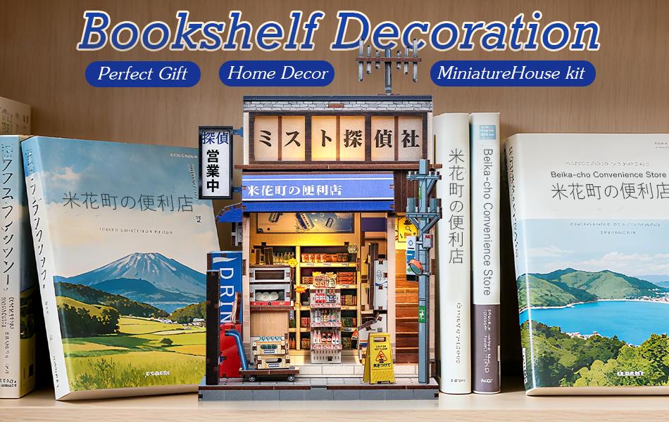 CUTEBEE Beika-cho Convenience Store Book Nook Kit DIY Miniature House Japanese Detective Store Dollhouse Booknook for Adults Tiny House Bookshelf Decor 3D Wooden Puzzle Gifts