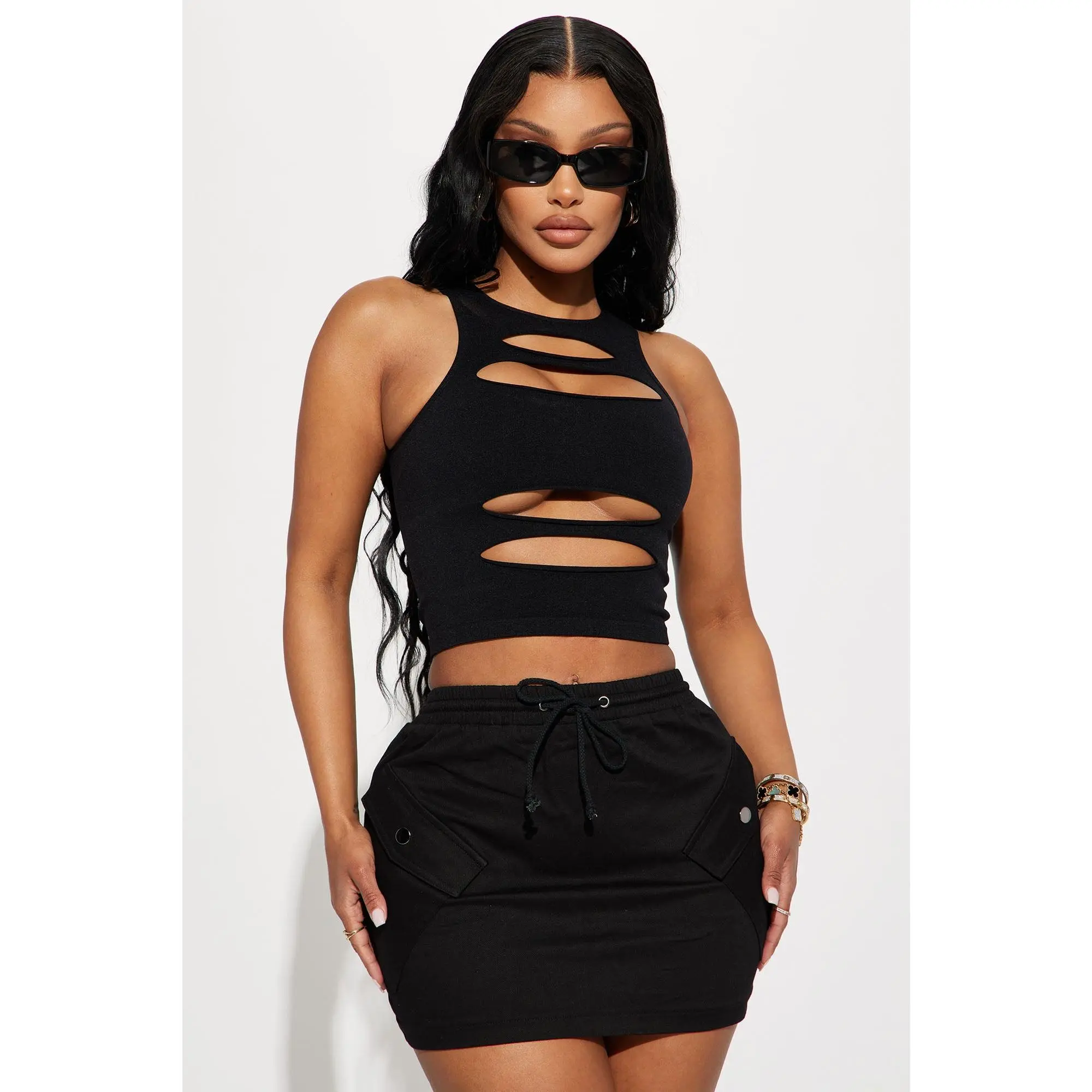 Tory Cut Out Seamless Top - Black