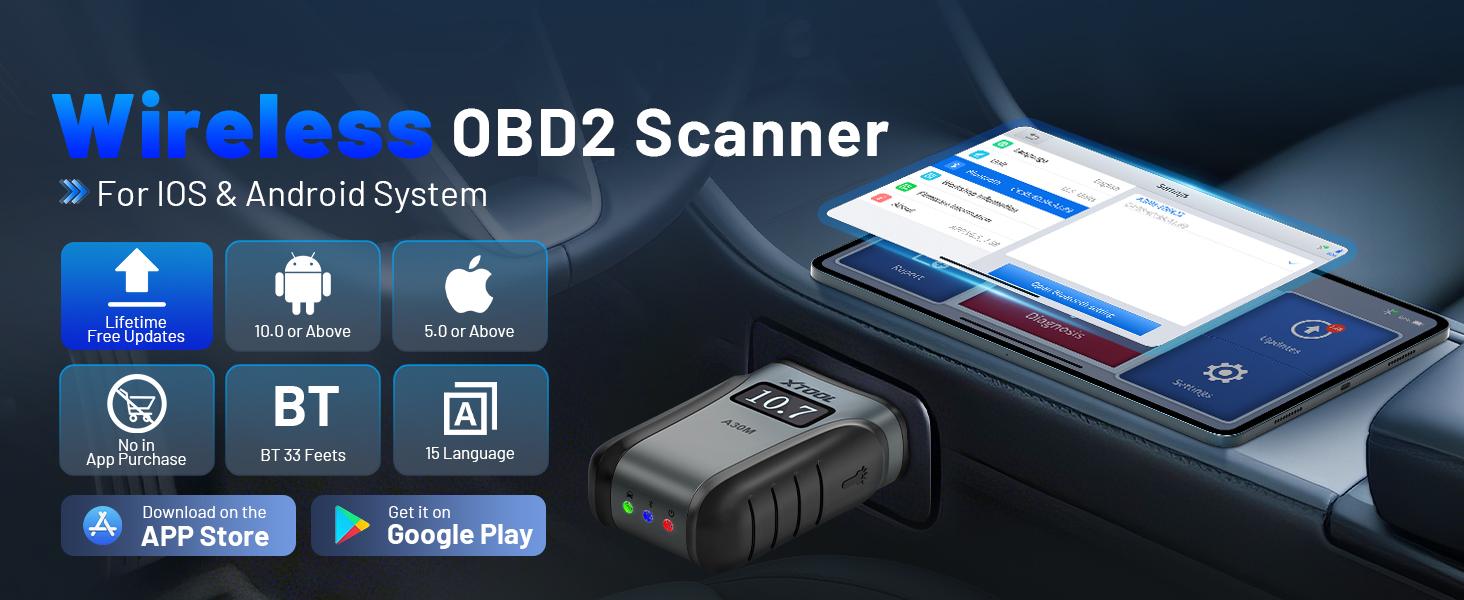 XTOOL A30M 2.0 Professional OBD2 Scanner | Full System Diagnostics + 26+ Service Resets + Bi-directional Control | 128 Car Brands & Lifetime Free Updates