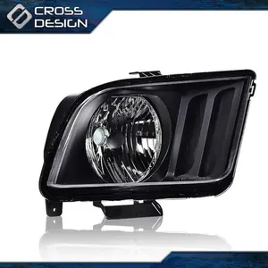 CROSSDESIGN Headlight Lamps Fit For 2005-2006 Ford Mustang Right Side Black Housing W/ Bulb