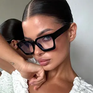 Square thick Glasses - Non-Prescription Thick Eyewear Frames, Modern Everyday & Formal Outfits - Durable Metallic hinges - Glasses for Women, Fashion Accessories