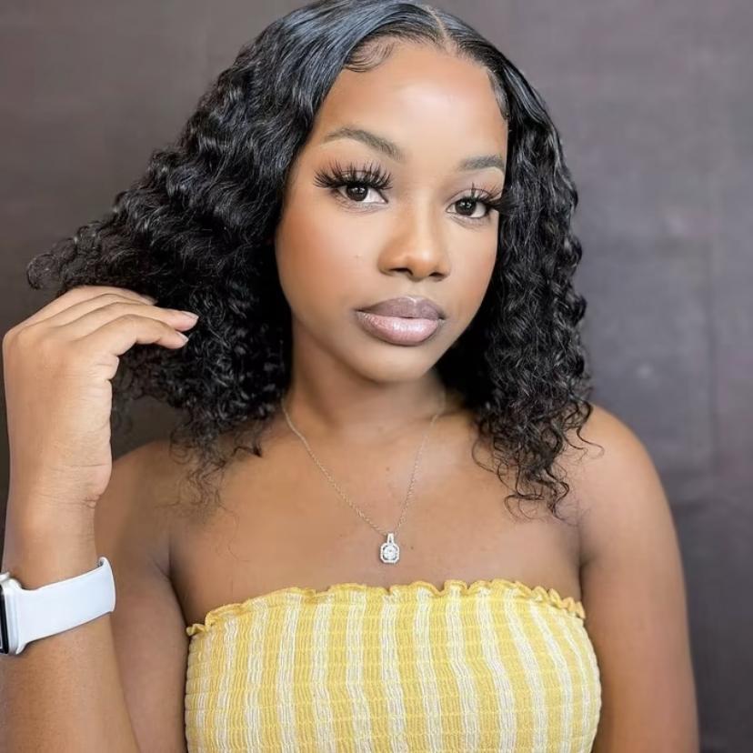 Short Bob Glueless Wigs 6x4 Ready To Wear Deep Wave Curly Wigs Human Hair Wet and Wave 6x4 HD Lace Closure Wig For Women Pre Plucked 180% SpringStatements