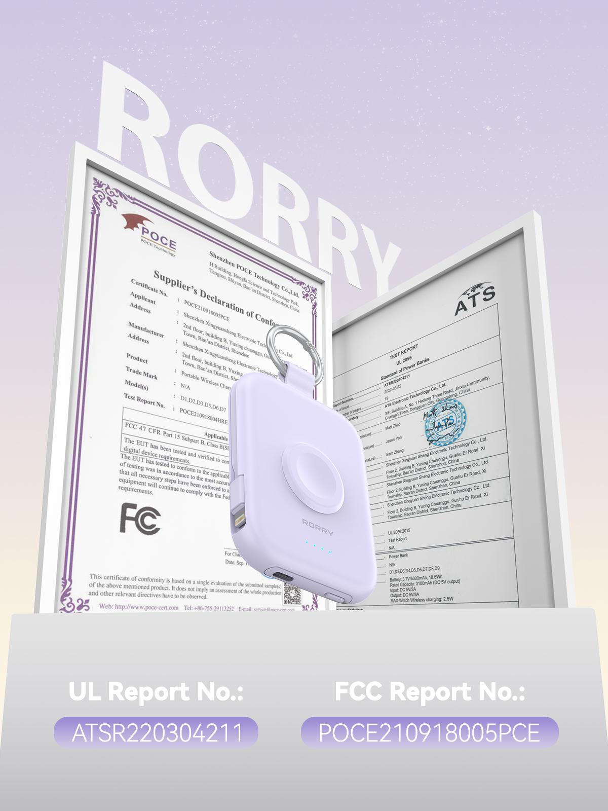 RORRY CharmGo 5000mAh Portable Charger Power Bank with Built-in Type-C Lightning Cable & Keychain for Apple Watch iPhone 17-12 Series Compact Travel Essential Perfect Gift Efficient Charging SpringStatements