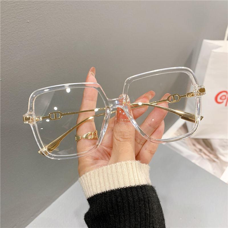 Fashion Oversized Square Eyewear Retro Unisex Light Blocking Metal Frame daily Glasses Trend Optical Computer Reading  vooglam frame  Eyeglasses for Women