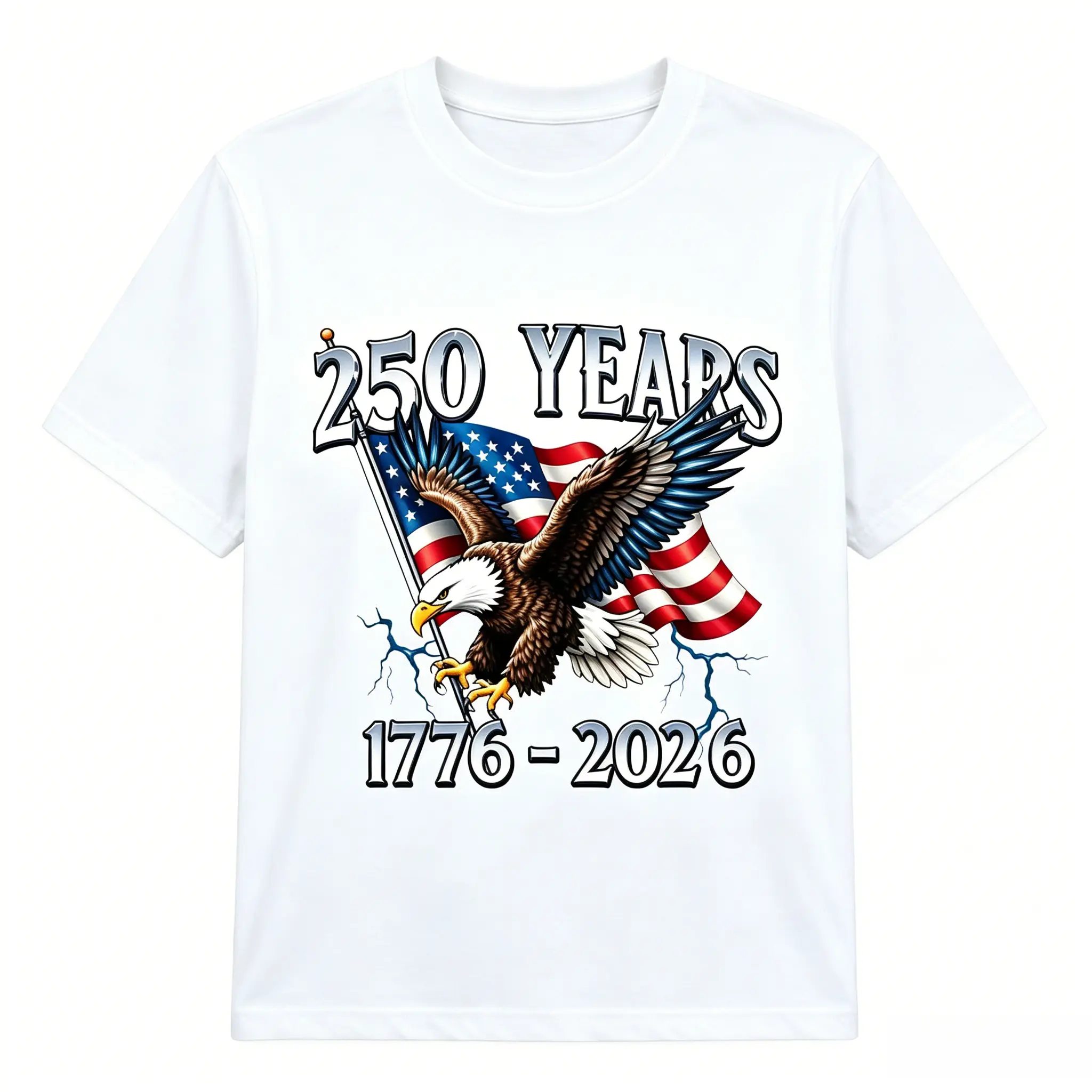 Memorial Day T-shirt American Eagle Independence Day 250 Years 1776 2026 T-Shirt White Patriotic Flag And Bird Design For Celebrations And National Events