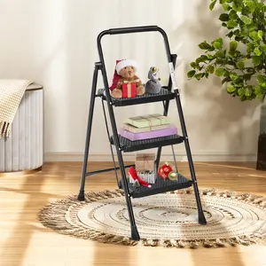 2 Step Ladder, 800lbs Sturdy Portable Ladder, Folding Step Stool with Anti-Slip Pedal, Cushioned Handle, Lightweight Step Stool for Home and Outdoor