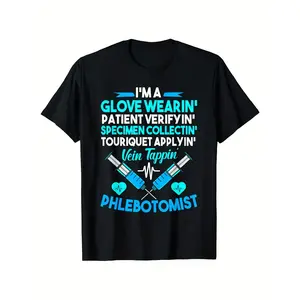 Unisex Phlebotomist Syringe Nurse Graphic T-Shirt - Retro, Soft, Breathable, Casual, Round Neck, Regular Fit, Machine Washable, Hot-Selling Fashion Gift for Men and Women Crewneck Menswear Tshirt graphic tee men's t shirts funny graphic tee
