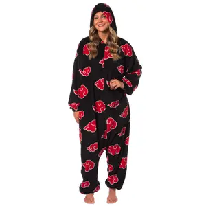 Naruto Kigurumi Shippuden Akatsuki Red Clouds Anime Adult One Piece Costume Pajama Union Suit for Men and Women