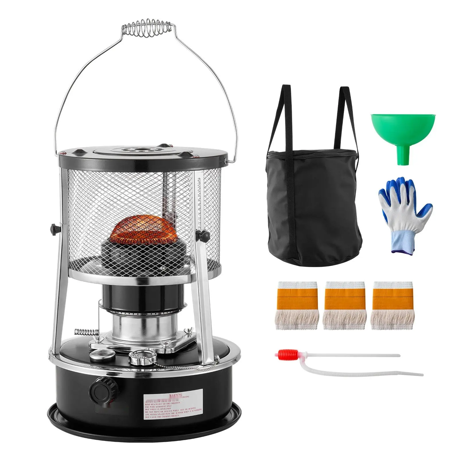 9000 BTU Portable Kerosene Heater And Stove, 2-In-1 Non-Electric Indoor/Outdoor Heater With Adjustable Height, Flame Control, Easy Storage, Ideal For Camping, Hunting, Cooking, Home And Garage, Black