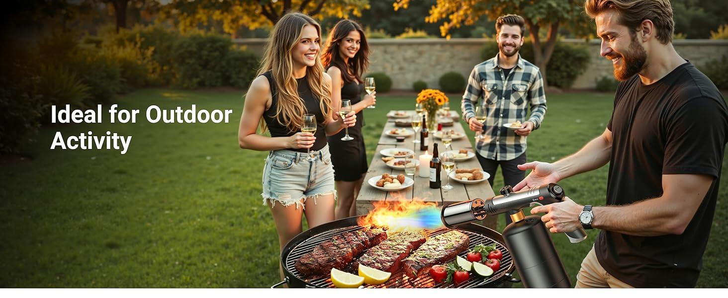 Sakerplus Propane Torch(Tank Not Included) for Searing & Grilling: Powerful Blow Torch with One-Touch Ignition and Adjustable Flame – Versatile Tool for BBQ and Fireplace
