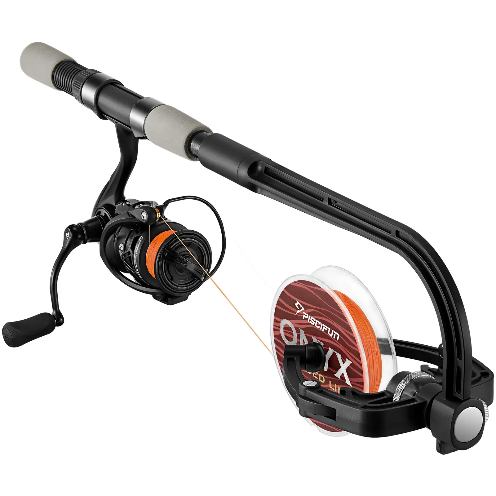 Piscifun Speed Fishing Line Spooler - Anti-Twist Re-spooling Tool for Casting, Spinning Reels, High-Strength Graphite Frame, 0.9cm Bushing, 1-Year Warranty