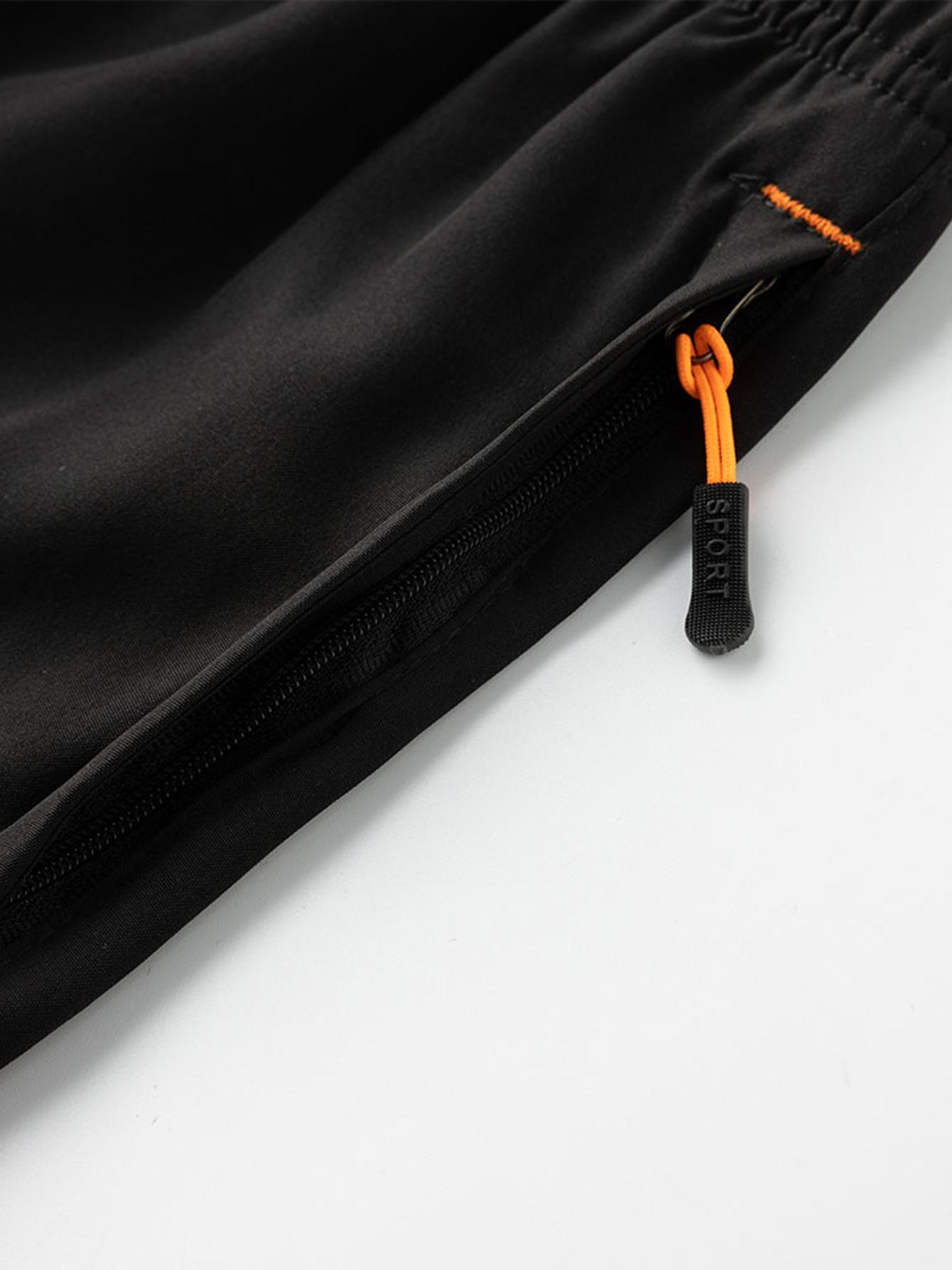 5-Pack Solid Color Lightweight Training Shorts — Vacation Essential, Versatile for Light/Casual Wear, Summer Street Style, Ice-Cool Quick-Dry, Zippered Pockets, Available in Multiple Colors Men's Lightning Print