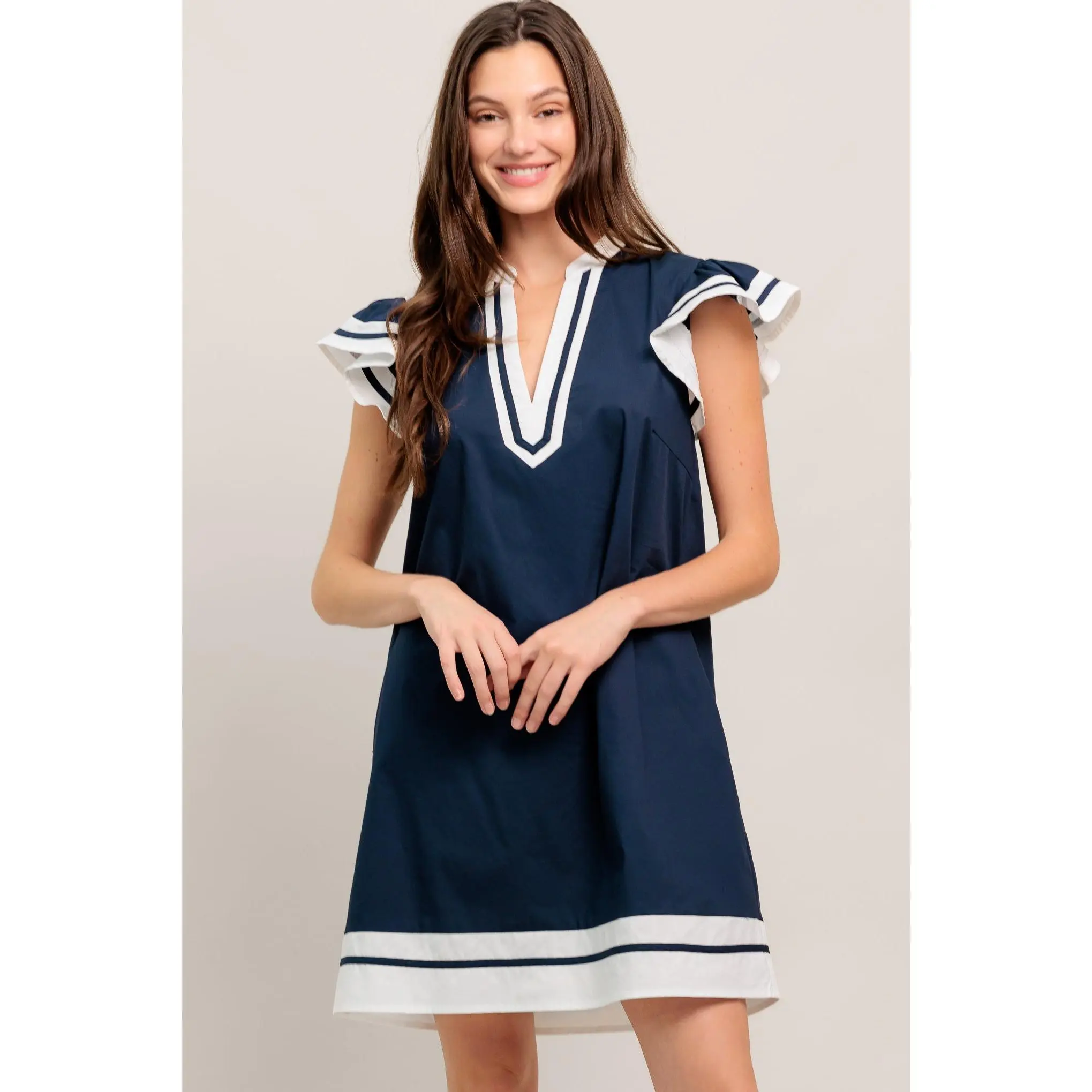 PORTSIDE POLISH WOVEN MINI DRESS