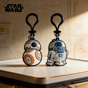 Star Wars Keychains 2Pcs Officially Licensed 3D figurine bag clip Charms PVC Suitable Fans Gift Backpack Decor BB-8 R2-D2