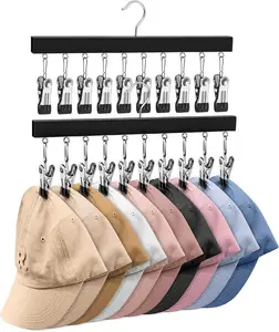 Legging Hanger for Closet Organizer with 12Clips, 1/2 Pack Wooden Yoga Pants Hanger Holds 24 Leggings, Space Saving Hanging Closet Organizer w/Rubber Coated Closet Organizers and Storage,Clothes Hanger with Clips for Bra,Belt,Sock,Hat Hanging Organization