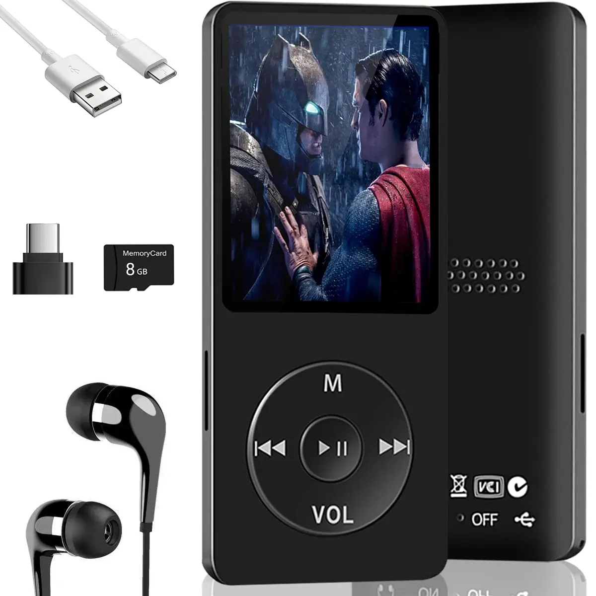 Multifunctional MP3 Player & Digital Voice Recorder, Bluetooth 5.2 Music Player with FM Radio, Video & E-Book, Small Portable Device for Study & Meetings