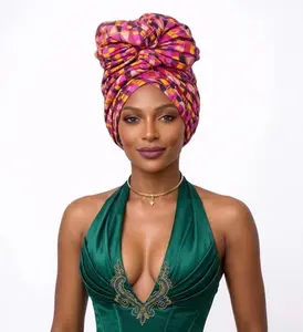African Print Head Wrap – Pink Ankara Turban Headwrap for Women
